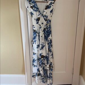 Lulu's Blue Floral High Low Dress